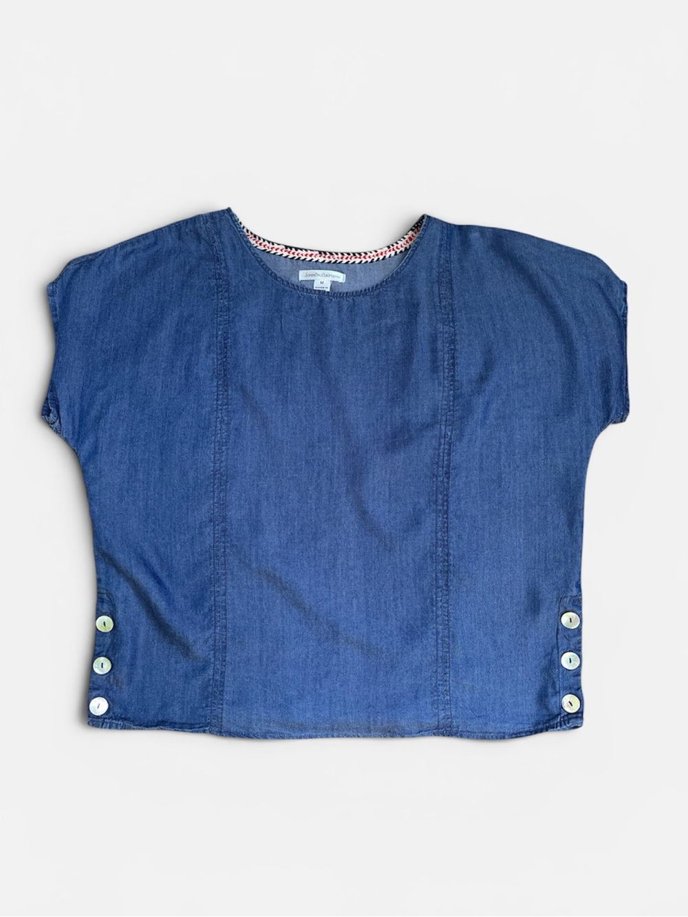 John Paul Richard 100% Lyocell Side Button Top in Blue Women's Size Medium